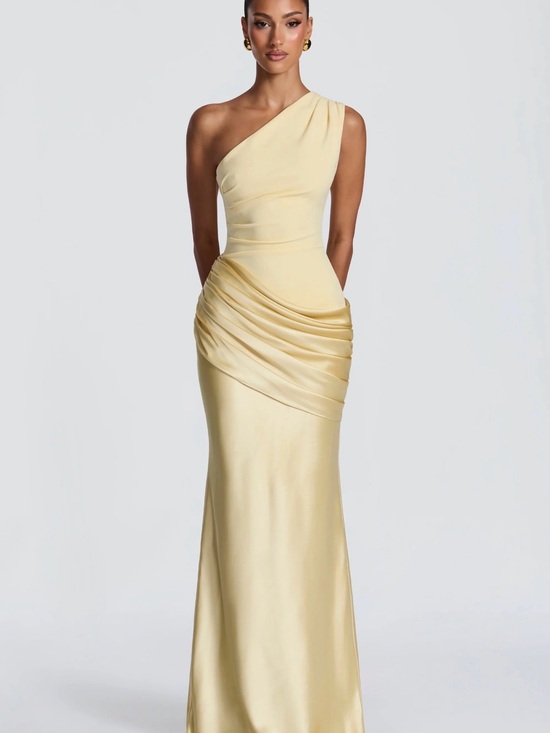 Babyboo Fashion Dresses & Skirts - Satin One-Shoulder Yellow Evening Dress